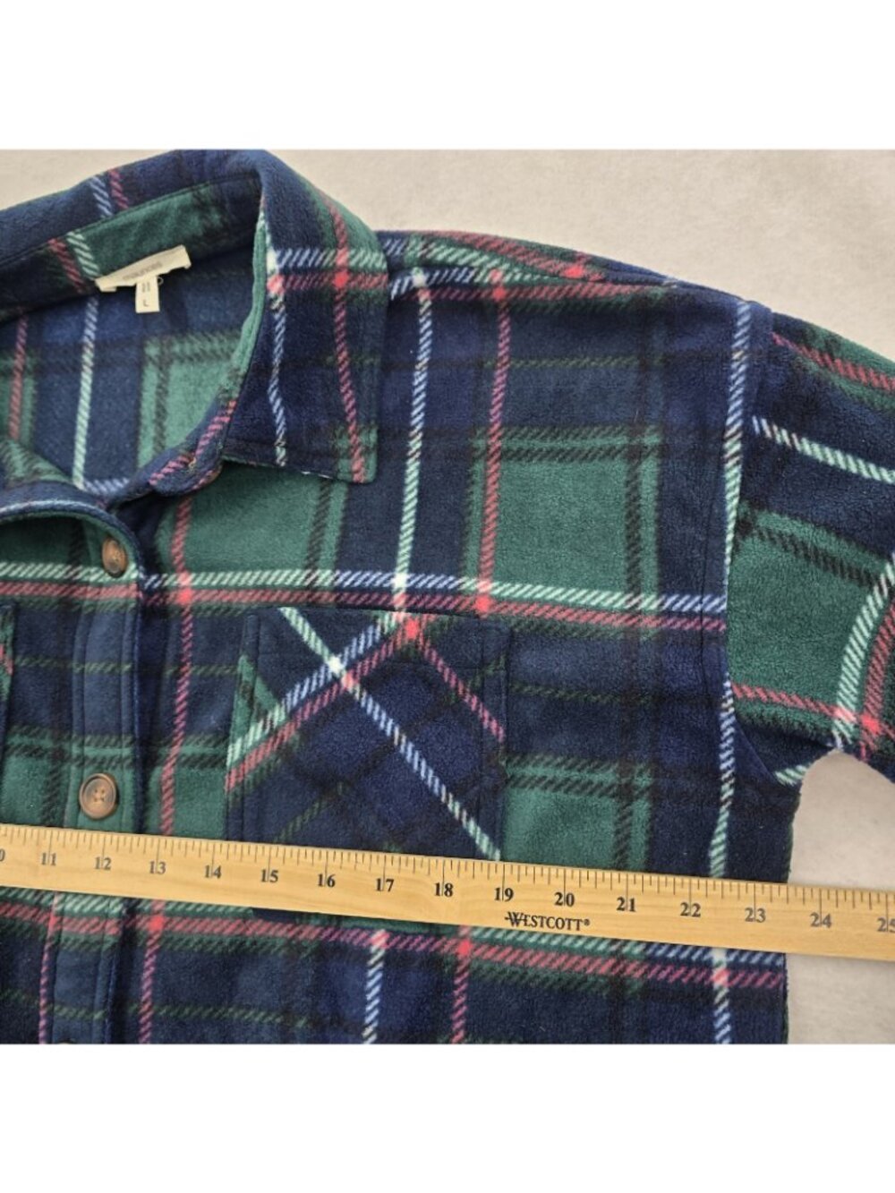 Maurices Wilder Fleece Button Up Shirt Jacket Sz L Pockets Cozy Layering Plaid - Picture 7 of 10